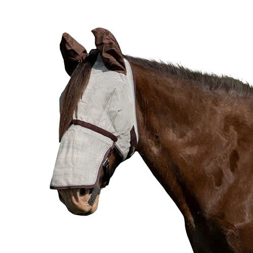 Kensington Signature Fly Mask w/Removable Nose, Soft Mesh Ears & Forelock Opening Size: XXL-Draft Color: 500 - Desert Sand - color: 500 - Desert Sand, size: XXL (Draft)
