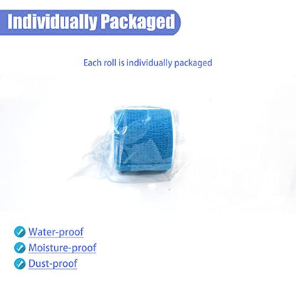 2 Inches Self Adhesive Bandage Wrap, 9 Pack, Light Blue - color: Light Blue, size: 2 Inch