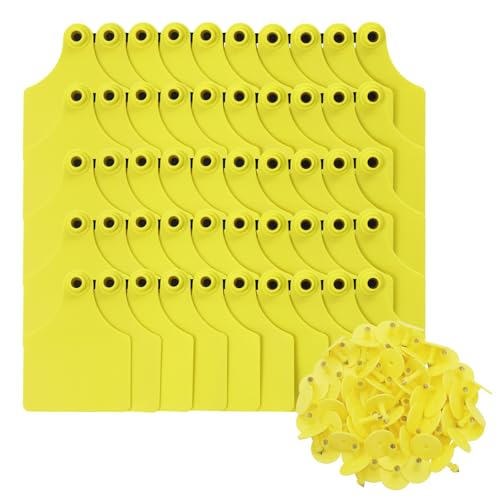Blank Cattle Ear Tags 100PCS TPU Oversize 4.1x3 Inch Livestock Tags - style: Yellow