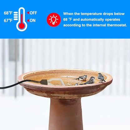 500W Chicken Water Heater, 50Gal Chicken Water De-Icer, Cast Aluminum Submersible De-Icer with Thermostat Control for Livestock Tank