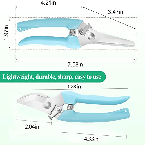 Premium Garden Shears, Pruning Scissors Gardening Tools, Pruners For Flower, Bushes, Rose And Fruit Tree, Use For Florist, Yard And Orchard the Plant Clippers, Sharp White Steel Anvil Snips - style: Blue