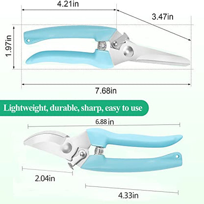 Premium Garden Shears, Pruning Scissors Gardening Tools, Pruners For Flower, Bushes, Rose And Fruit Tree, Use For Florist, Yard And Orchard the Plant Clippers, Sharp White Steel Anvil Snips - style: Blue