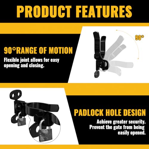 VIVIDA 1-3/8" Wall Mount Flat Back Gate Latch, Black Gate Fork Latch, 2 PCS - size: 1-3/8" (2 PCS)