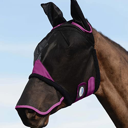 WeatherBeeta ComFiTec Durable Mesh Mask with Ears & Nose, Black/Purple, Full - color: Black/Purple, size: Full