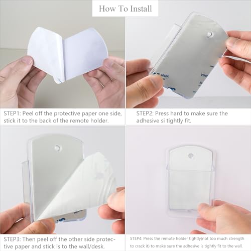 noonebutyou 3 Pcs Remote Control Holder Wall TV Remote Holder Self Adhesive No Drilling Marker Holder, Wall Pen Holder Containers for Home Office School (Clear) - color: Clear-3pcs