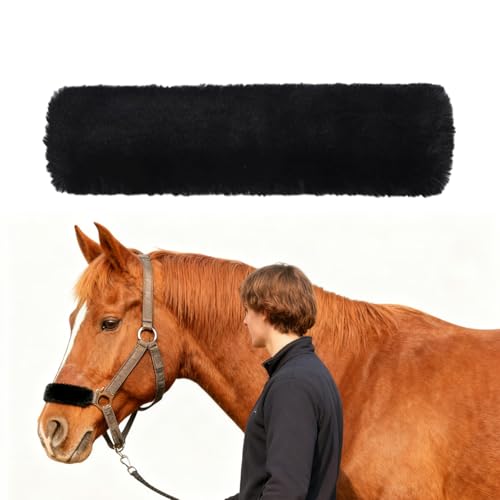 Horse Halter Noseband Cover, Black Noseband Cover for Horse, Bridle Nose Band Padded Replacement Accessories - size: 1 Pcs