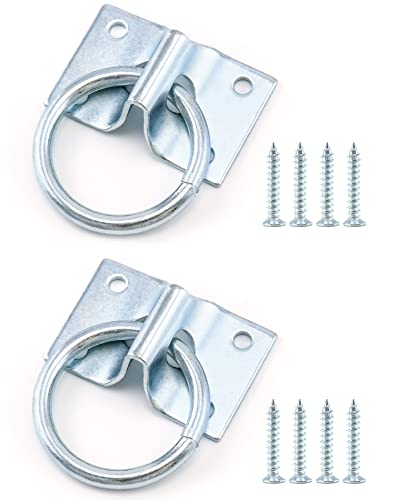 QWORK 2" Cross Tie Rings for Horse Through, 2 Pack Tie - Equestrian and Livestock Ties Loop Hay Net Loop Horse