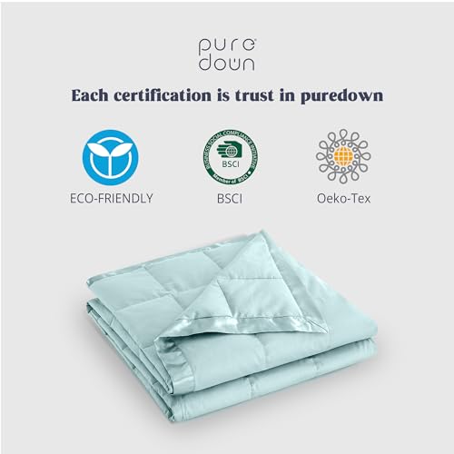 puredown® Blankets King Size - Soft Lightweight Down Blanket for Bed, Cozy Warm Luxury Bed Blanket with Satin Trim, Blue (108"X90") - color: 04 Blue, size: King
