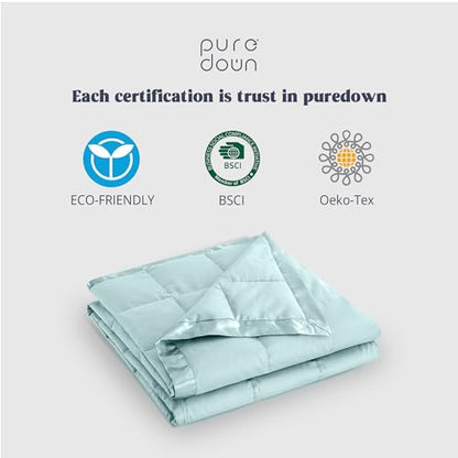 puredown® Blankets King Size - Soft Lightweight Down Blanket for Bed, Cozy Warm Luxury Bed Blanket with Satin Trim, Blue (108"X90") - color: 04 Blue, size: King
