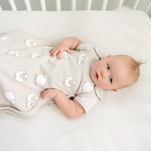 Woolino Merino Wool & Organic Cotton Baby Sleep Sack 2-24 Months – Ultimate 4-Season Baby Sleeping Bag, Universal Size Wearable Blanket, 2-Way Zipper & Adjustable Fit, Year-Round Use - Sheep - color: Sheep