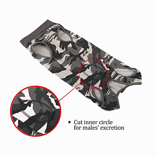 Dog Recovery Suit Abdominal Wound Puppy Surgical Clothes Post-Operative Vest Pet After Surgery Wear Substitute E-Collar & Cone(S, Camouflage) - color: Camouflage, size: Small (Pack of 1)