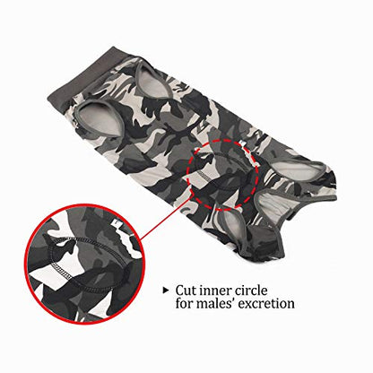 Dog Recovery Suit Abdominal Wound Puppy Surgical Clothes Post-Operative Vest Pet After Surgery Wear Substitute E-Collar & Cone(S, Camouflage) - color: Camouflage, size: Small (Pack of 1)