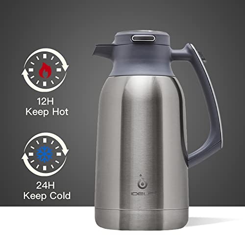IDEUS Thermal Coffee Carafe 68oz, Beverage Dispenser Metallic - color: Metallic, size: 68 Ounces