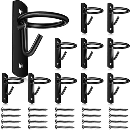 Dunzy 10 Pcs Bucket Hooks for Horses Bucket Hangers Holder Metal, Black - color: Black