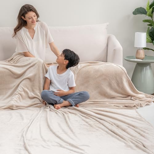 Berkshire VelvetLoft Oversized King Family Blanket, All Season Mid-Weight Ultra Silky and Fuzzy, Seamless Extra Large (Grain, 120x120 Inches) - color: Grain, size: Oversized King