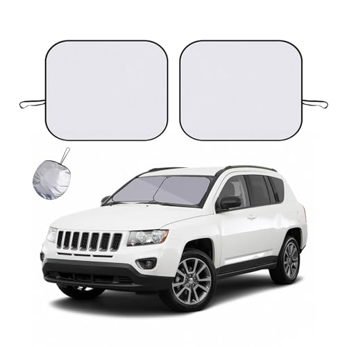 Ziciner 2 PCS Car Windshield Sun Shade, Auto Sun Heat and UV Rays Blocker, 33"×36" Foldable Automotive Front Window Sunshade Protector, Universal Vehicle Interior Accessories (Silver-L) - color: Silver-L (33×36 inches)