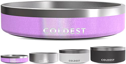 Coldest Dog Bowl - Anti Rust Metal, Non Slip, 3 Layers Insulated Stainless Steel Dog Bowls - Spill Proof & Heavy Duty - Water Bowl for Dogs, Cats, Dish Washer Safe (21 oz,Saturn's Moon Purple Glitter) - color: Saturns Purple Glitter, size: 21 oz