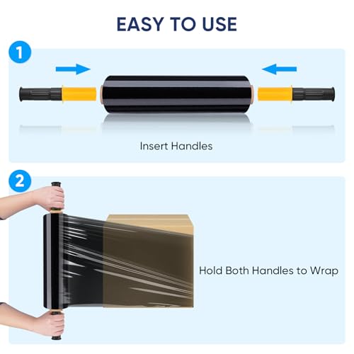 TICONN Stretch Wrap Roll, 15 in x 1000 ft Plastic Wrap for Moving Furniture | Odorless Industrial Strength Stretch Film, 300% Stretchability, Self-Adhering, Ideal for Furniture, Box Protection - style: 15''-4PK Black