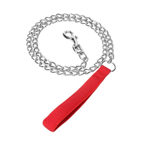 SGODA Metal Chain Heavy Duty Dog Leash, 4 ft x 3.5 mm Red - color: Red, size: 4 ft x 0.14 in