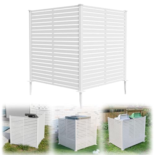 47" W x 48" H Air Conditioner Fence, Outdoor Privacy Screens, White | Fence to Hide Trash Cans, Outdoor AC Unit Hider, Horizontal HDPE Privacy Fence, Outdoor Privacy Screens - color: White, size: (L-shape) 47.2"W×47.2"L×48.4"H