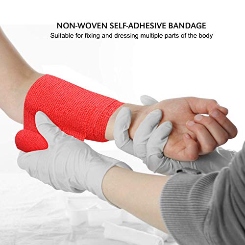 TOBWOLF 12PCS Self Adhesive Bandage, 4" x5yd / 10cmx4.5m Elastic Cohesive Bandage Wrap, Breathable Sports Tape, Medical Sport Wrap for Wrist, Ankle, Knee, Leg, Sprains & Swelling - Red - color: Red