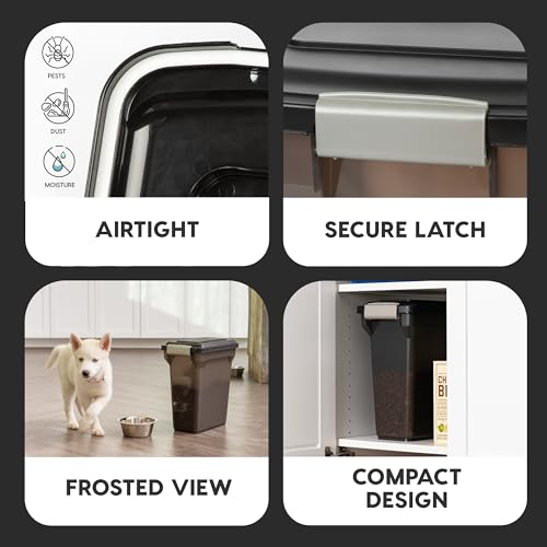 IRIS USA Dog Food Storage Container, Up to 13 lbs, Smoke, Made in USA - color: Smoke, size: 13 lbs