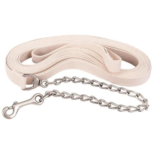 Weaver Leather Flat Cotton Lunge Line with Chain, White, 1-Inch x 27-Feet