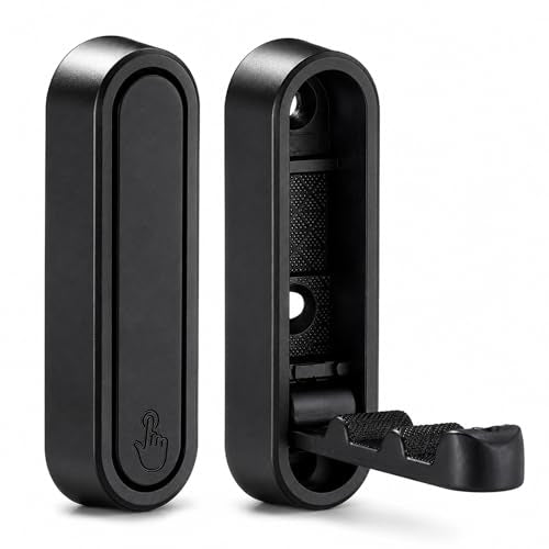 Folding Wall Hooks, 2 Pack Black Heavy Duty Coat Hooks, Screw Mounted - color: Black, size: 2 Pack