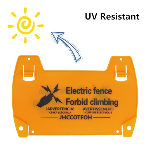High Voltage Warning Sign, 5-Pack - Double-Sided Electric Fence Signs with Zip Ties, 8.8x5.7" Yellow Plastic Danger Signs for Farm, Ranch, Agricultural & Residential Property Safety