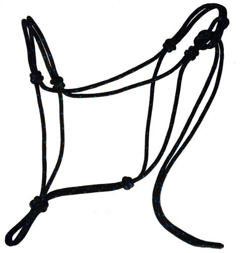Soft 2 Knot Horse Halter - color: Black with Blue, size: Standard