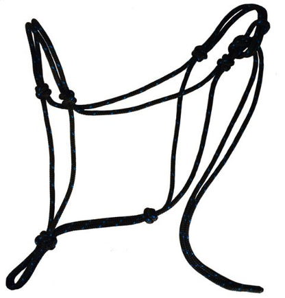 Soft 2 Knot Horse Halter - color: Black with Blue, size: Standard