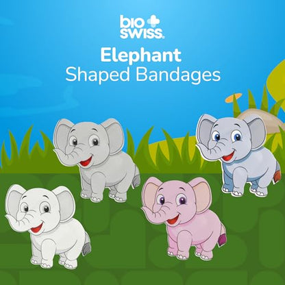 BioSwiss Bandages, Elephant Shaped Self Adhesive Bandage, Latex Free, Sterile Wound Care, 24 Count - size: 24-Count Box, style: Elephant