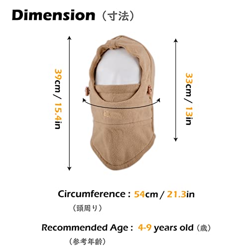 TRIWONDER Kids Winter Hats Balaclava Ski Mask for Boys Girls Toddlers Windproof Adjustable Cold Weather Face Mask Neck Warmer - color: Khaki