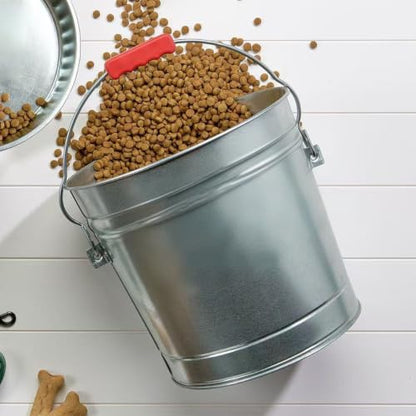 6 Gal Galvanized Steel with Locking Lid Can for Outdoor Storage | galvanized canister with lock top for bulk food storage birdseed chicken feed emergency supplies camping gear hardware