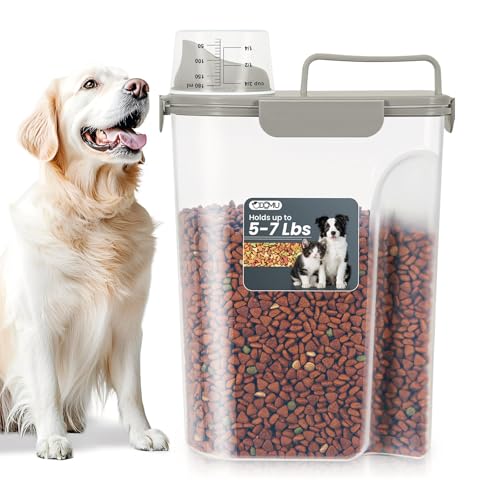 Dog Cat Food Storage Container with Cup (Dark Olive, 5L) - color: Dark Olive, size: 5L