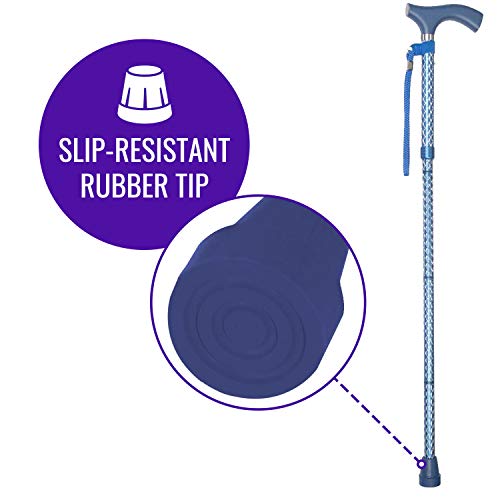 Switch Sticks Folding Walking Cane For Women & Men - color: Engraved Azure