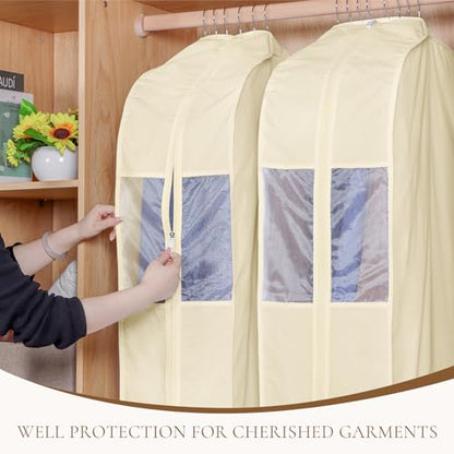Univivi 40 Inch Cloth Garment Bags for Hanging Clothes 2 Pack, Beige - size: 40 Inch - 2 Pack - Beige