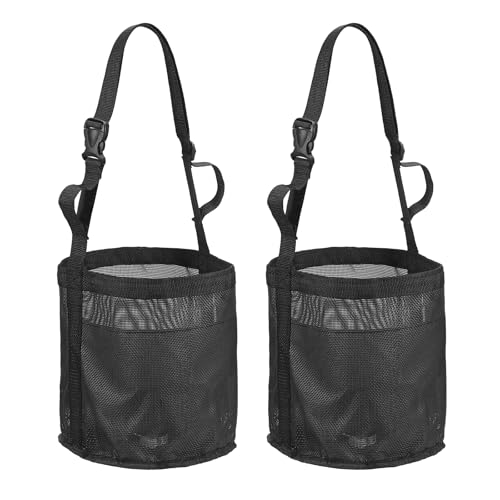 Horse Feed Bag Horse Muzzle Hay Bags with Strap (Black M 2Pcs) - color: Black, size: M