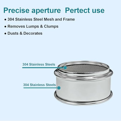Full 304 Stainless Steel Mesh Sieve Screen, LVDALAB 20 Mesh (0.9mm) Aperture, 2.4inch(6CM) Dia Standard Sample Analysis Test Sieves Sifters Strainer for Industrial Laboratory Homes - size: 20 Mesh(0.9mm)/Ф2.4in(6CM)
