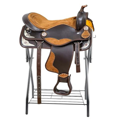 Saddle Rack Portable Folding Horse Saddle Stand for English and Western Saddles,28" L x 19" W x 37.5" H,Silver - style: 1PCS Silver
