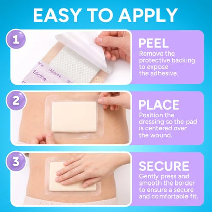10Pcs Silicone Foam Dressing | 6x8 Bed Sore Bandages | Wound Care FSA&HSA - size: 6x8 10ct