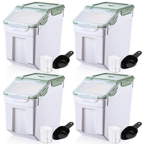 Sunnyray 4 Pcs 55 Lbs Green Rice Flour Storage Bins with Wheels - color: Green, size: 55 lbs