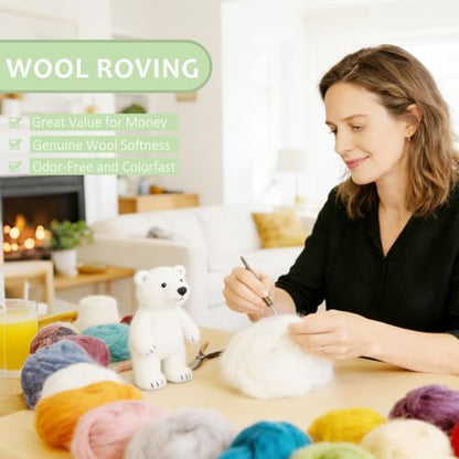 3.4oz Needle Felting Wool Sharp Green for DIY Needle Craft Enthusiasts - color: Sharp Green