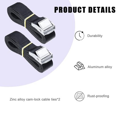2 PCS Battery Tie Down Straps, 1" × 48" Car Battery Hold Down Kit with Stainless Steel Cam Buckle & Screws, Adjustable Lashing Straps for Car Boat RV Batteries Cooler Luggage Belt - color: Strap