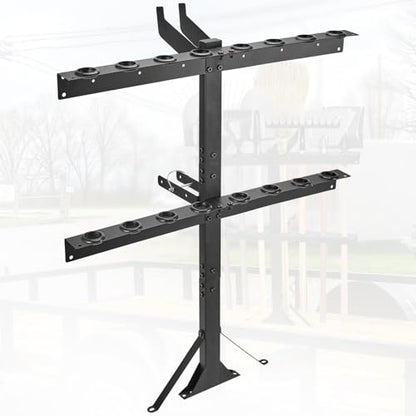 Upgraded Utility Trailer Tool Rack, 8-Hole Shovel and Rake Holder with Rubber Grommets & Brackets, Heavy-Duty Lawn Equipment Organizer for Truck and Open Trailers, Black
