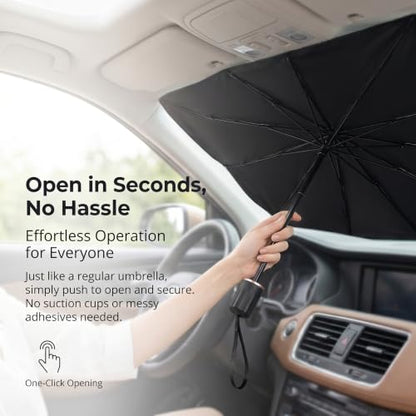 1 PC Car Sunshade Umbrella, Windshield Sun Shade with UV Block, Foldable Reflective Sunscreen Front Window Cover, Universal for Most Cars, Trucks, SUVs (55"x 31" Sliver #B) - color: Silver #B