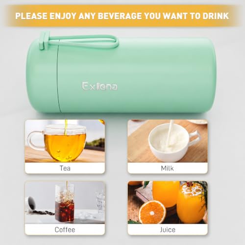 Exllena 8 oz Water Bottles Made of 304 Stainless Steel, Small Water Bottles Double Wall Vacuum Insulation for Hot&Cold Drinks, Water Bottle Purse with Carry Handle - 100% Leakproof(Mint) - color: Mint, size: 8.5 Ounces