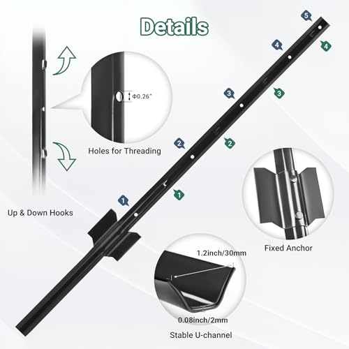 Fence Posts 3 FT, Pack of 10 Black Heavy Duty U Posts - color: Black, size: 3FT-10Pack