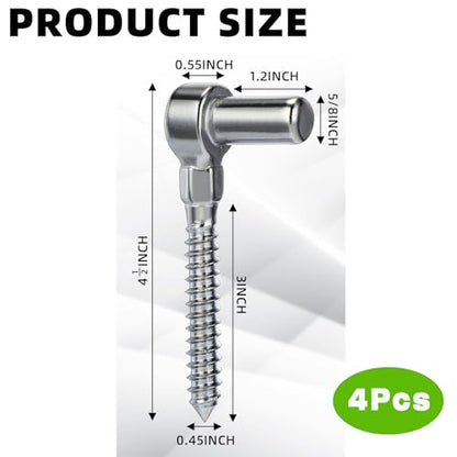 Zonon 4 Pcs Farm Gate Hinge Pin, Screw Eye Hook Bolts, 4.33 x 1.97 Inches