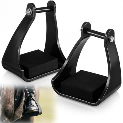 Sadnyy 2 Pcs Polymer Trail Stirrups 2.5" Cushioned Trail Stirrups Endurance Horse Riding Tools Foam Pad Footbeds for Riding Safety Climb Long Rides